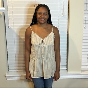 119.  Doe & Rae NWT Women's Sleeveless Top Cream  stripedSize S, M, L
